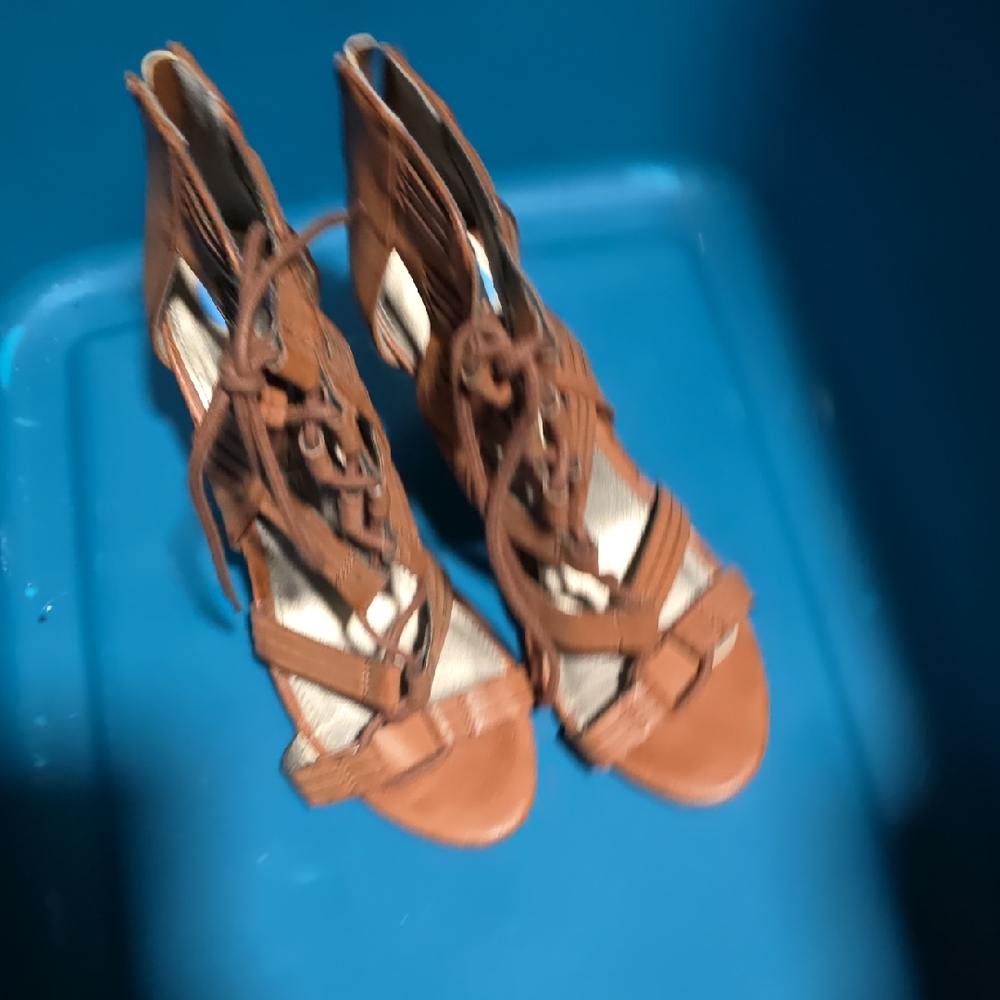 Elegant Brown Lace-Up Sandals